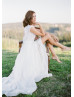 Cap Sleeve Ivory Lace Chiffon Wedding Dress